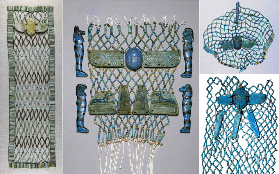 Beetle Scarab Amulets Net Four Sons of Horus David and Goliath Ancient Egyptian Faience Beads